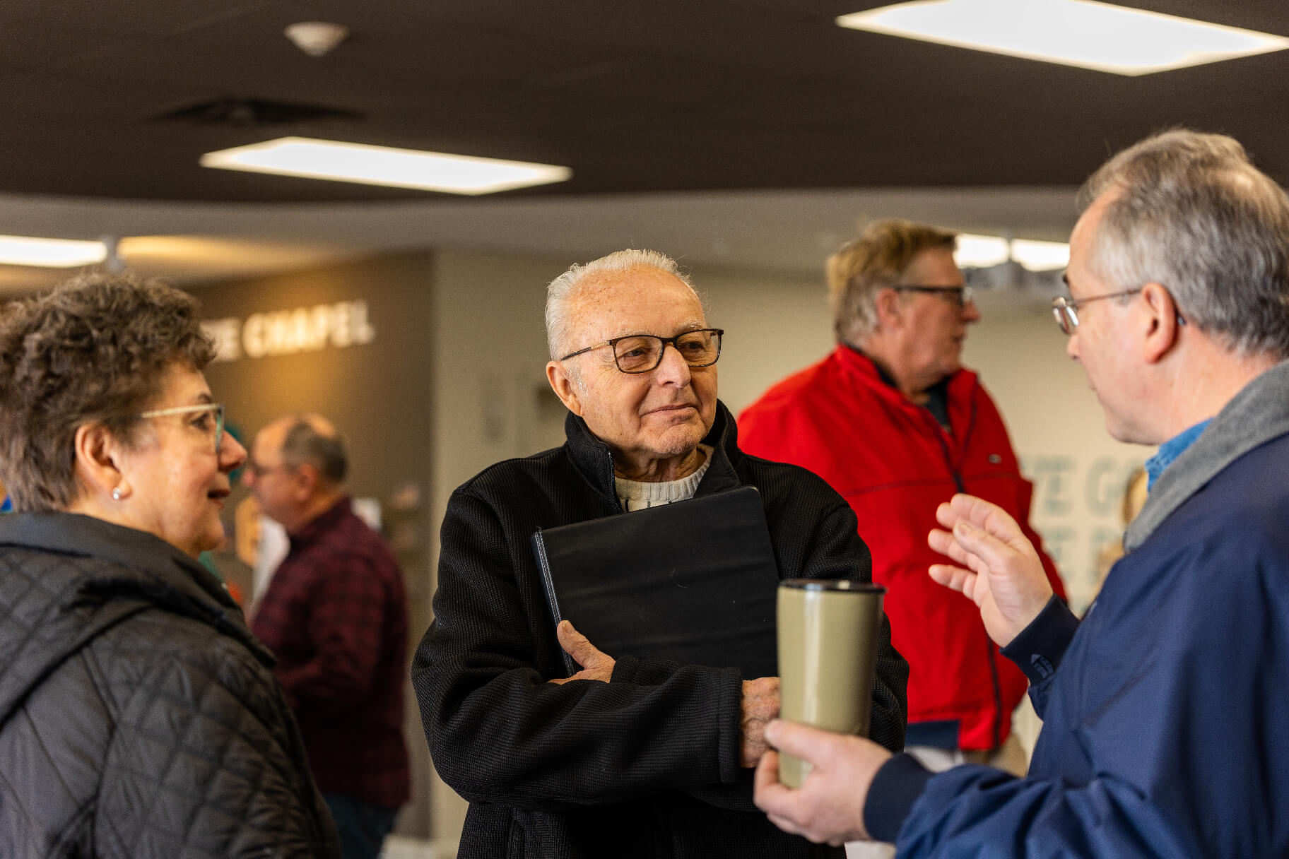 two men talking