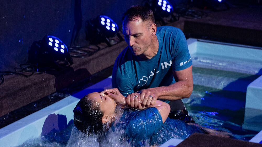 woman being baptized