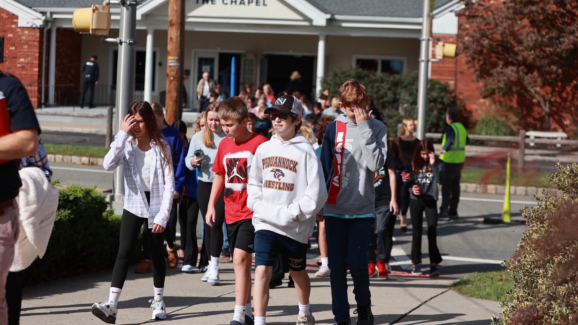 group of students walking